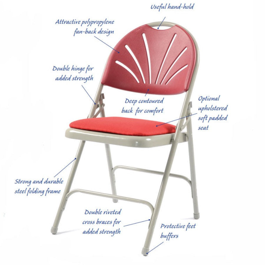 2600 Comfort Back steel Folding Chair with Upholstered Seat Package (36x Chairs - 1x Trolley)