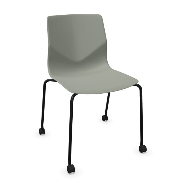 FourSure® 77 polypropylene 4 leg stacking chair with castors