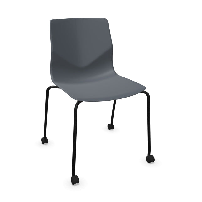 FourSure® 77 polypropylene 4 leg stacking chair with castors