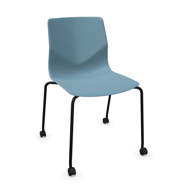 FourSure® 77 polypropylene 4 leg stacking chair with castors