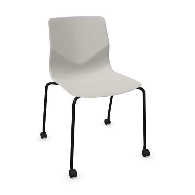 FourSure® 77 polypropylene 4 leg stacking chair with castors