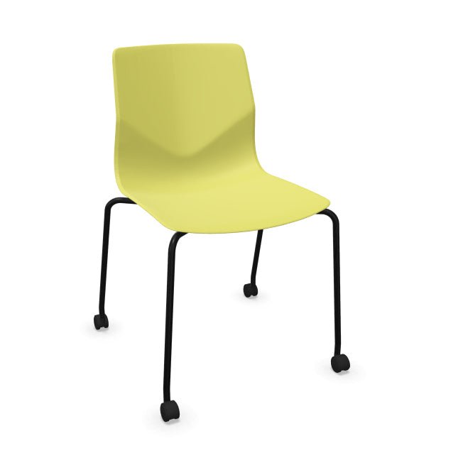 FourSure® 77 polypropylene 4 leg stacking chair with castors