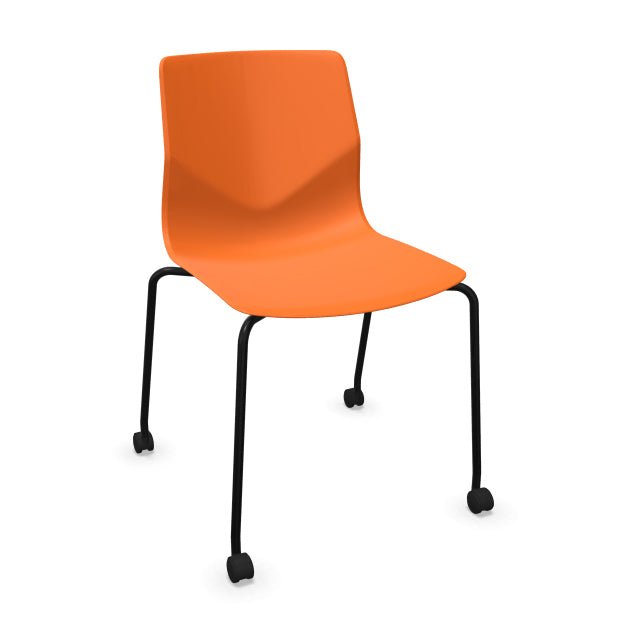 FourSure® 77 polypropylene 4 leg stacking chair with castors