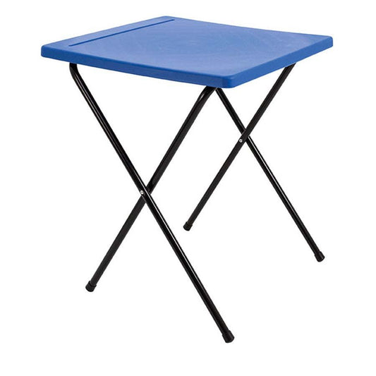 Blue Plastic Folding Exam Desks + 1 Trolley