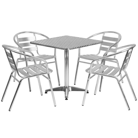 Rio Square Pedestal Table + 4 Armchairs