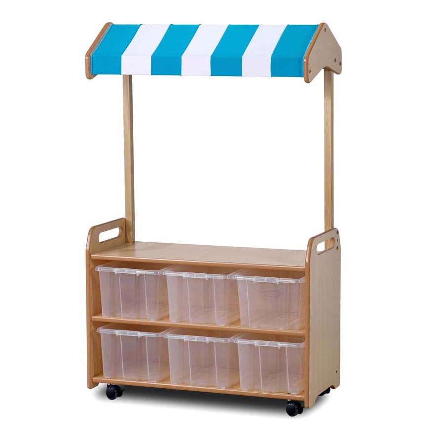 Mobile Tall Unit With Shop Canopy Add-On With 6 Clear Tubs