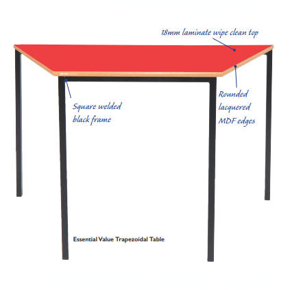 Morleys Fully Welded Classroom Table 1200x600 Trapezoidal MDF Edge