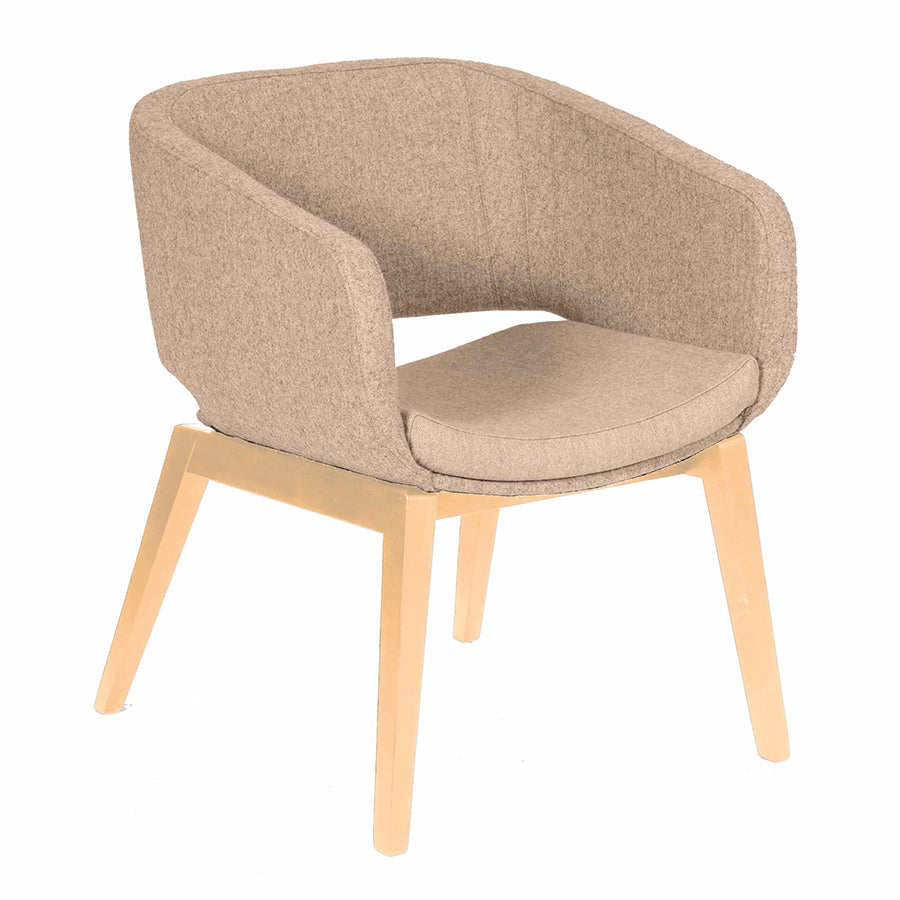 Roomes reception chair with polished beech wooden legs