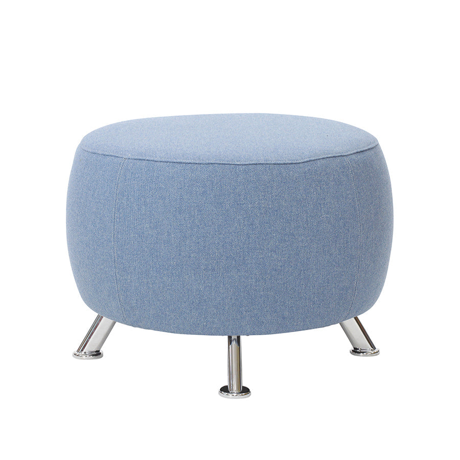 SELBY CURVED ROUND POUF WITH  CHROME PLATED LEGS