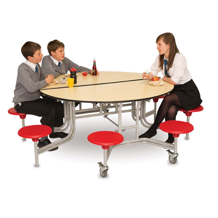 Round Mobile Folding Table with 8 Seats