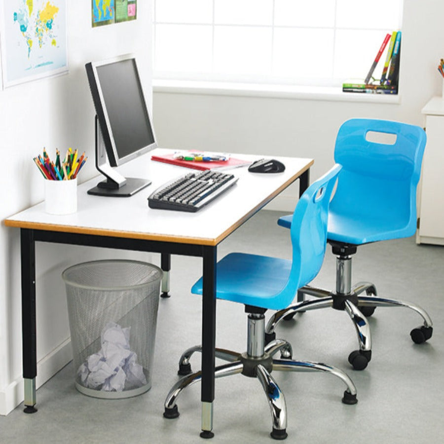 Morleys Fully welded Height Adjustable Classroom Table 1200x600 Rectangle MDF Edge