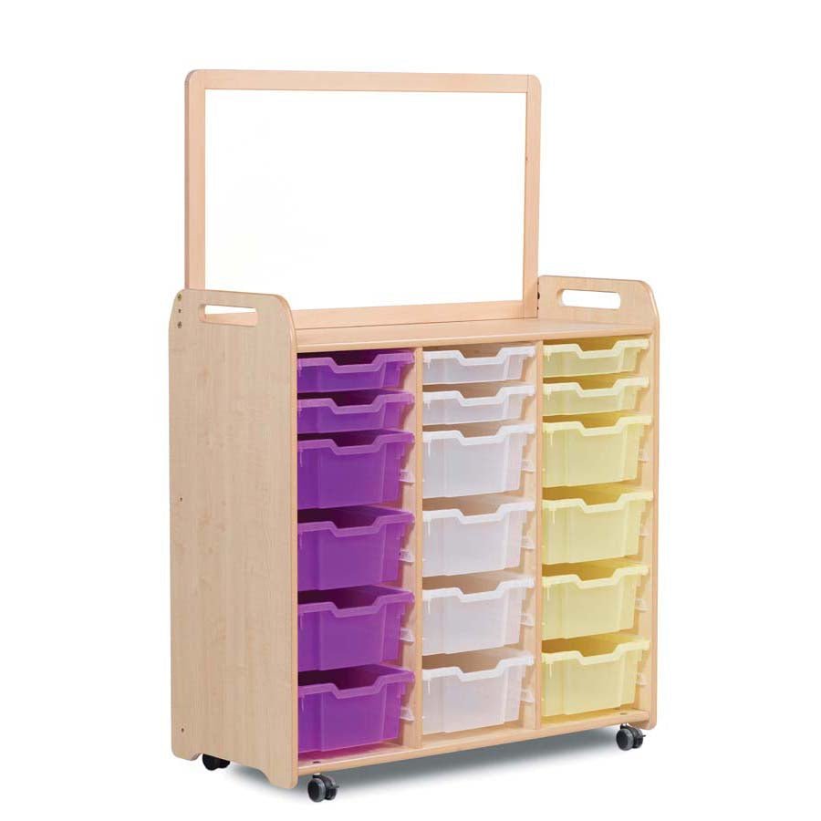 Millhouse Tray Storage Unit With Magnetic Whiteboard Divider 6 Shallow 12 Deep Trays
