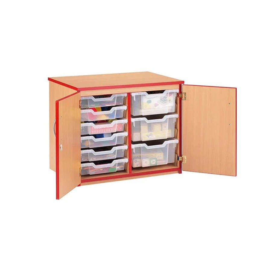 Smart Storage Coloured Edge 12 Tray Double Unit With Lockable Doors