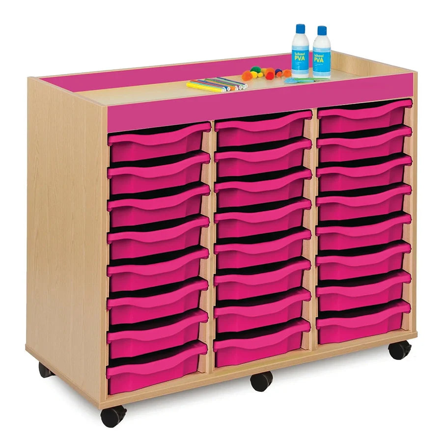 Bubblegum 24 Gratnells Shallow Tray Unit Raspberry