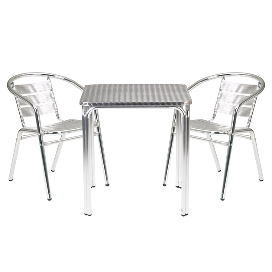 Rio Square Stacking Table + 4 Armchairs