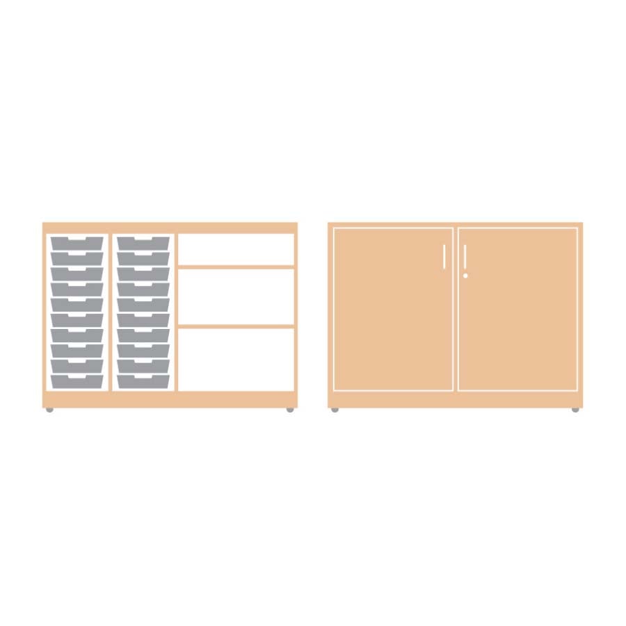 Smart Storage 20 Tray 2 Shelf Unit Mobile With Lockable Doors With Trays